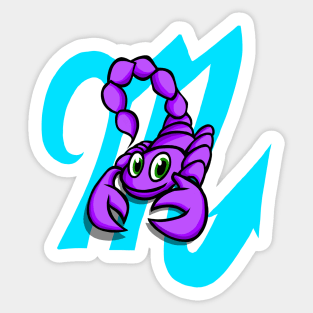 Happy Scorpion With Scorpio Symbol Sticker